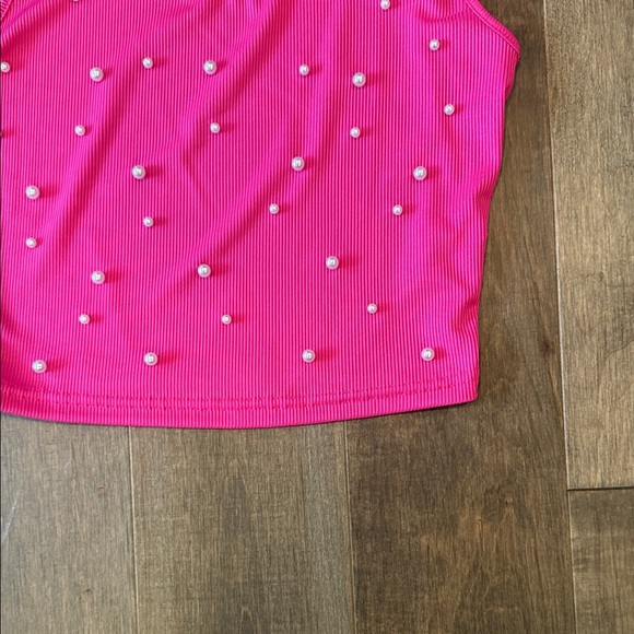 SHEIN Hot Pink Tank Top with Pearl Accents - Picture 2 of 4